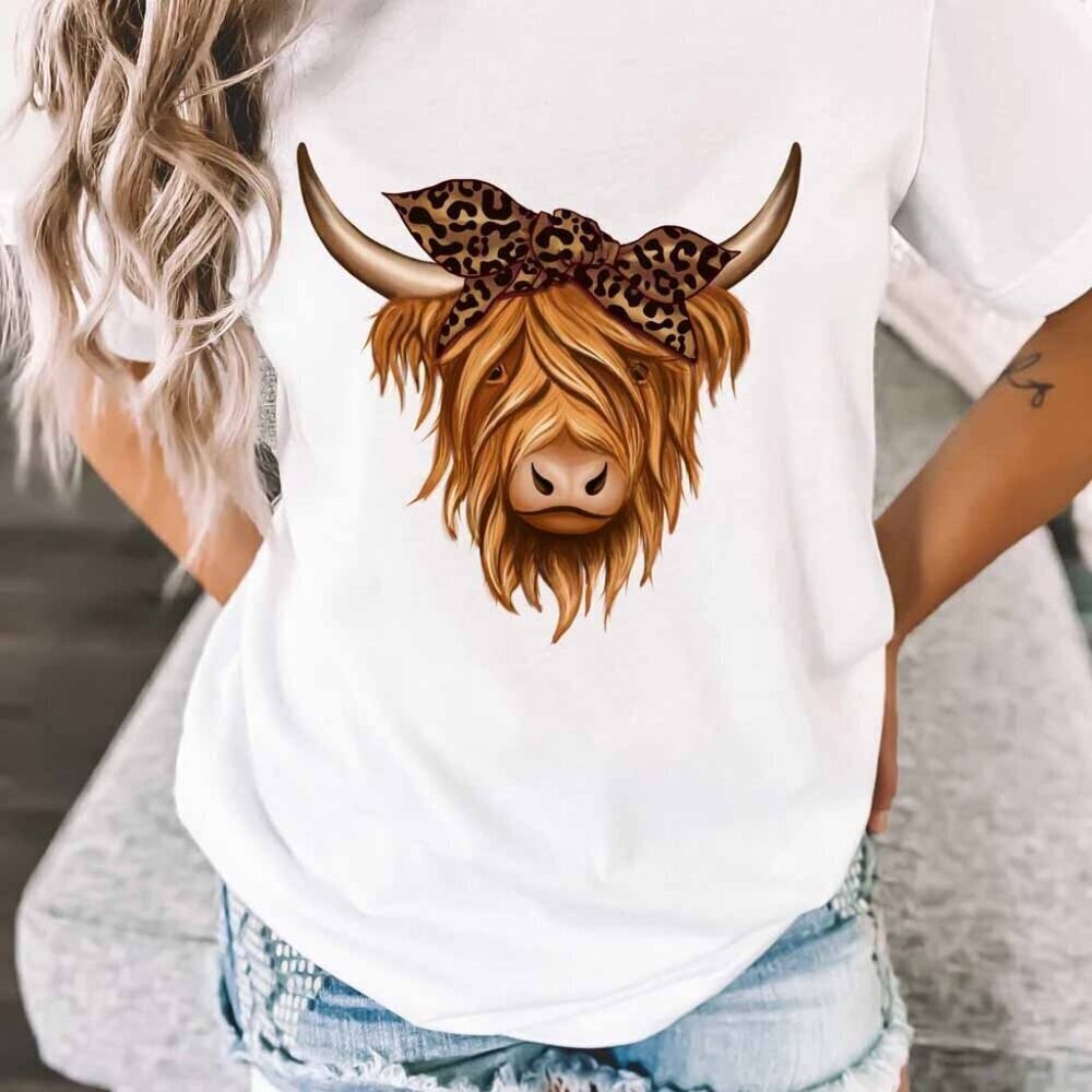 Leopard Highland Cow Shirt Cow Shirt Animal Shirt